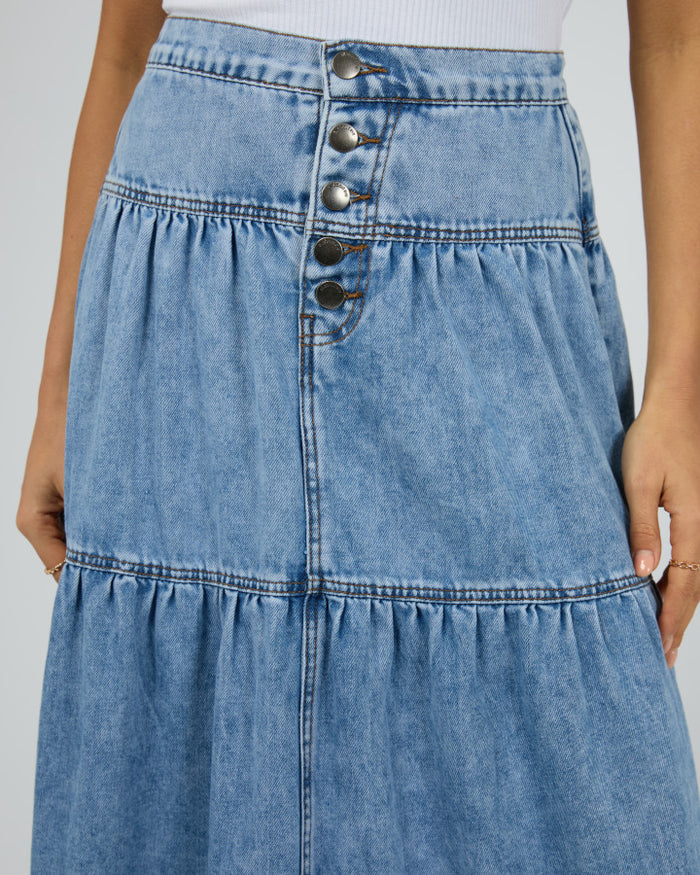 Coco Denim Maxi Skirt (Light Blue) | Womens Denim Skirts | Gretel Lane