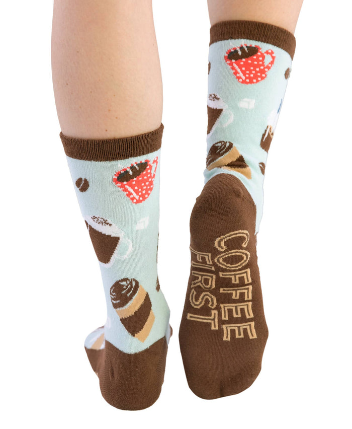 Coffee First Adult Crew Sock - Premium Socks from Lazy One - Just $9.95! Shop now at Pat's Monograms