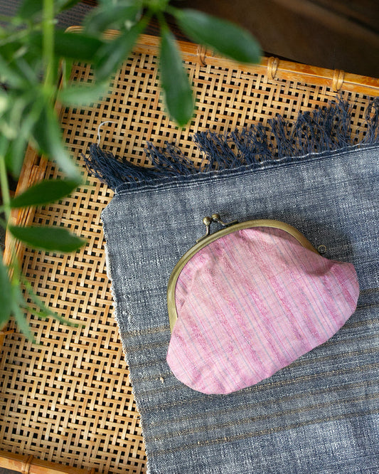 Coin Purse, Gamaguchi, Nitta Textile Arts Inc., Rose Pink, Clasp Closure