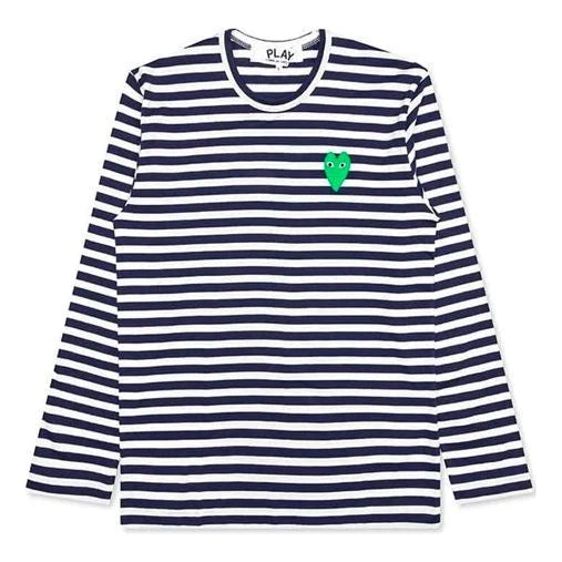 COMME DES GARCONS PLAY Green Printing Stripe Long Sleeves - Blue/White - AZ-T052-051-1