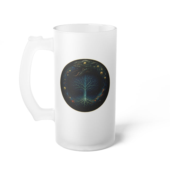 Cosmic Ragnarök Frosted Glass Beer Mug