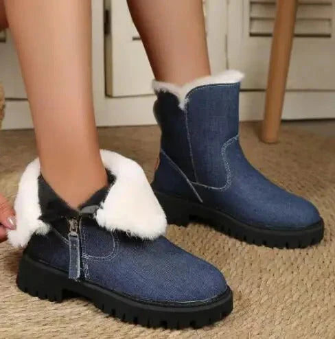 Cozy Velvet Snow Boots for Women – Stylish & Warm