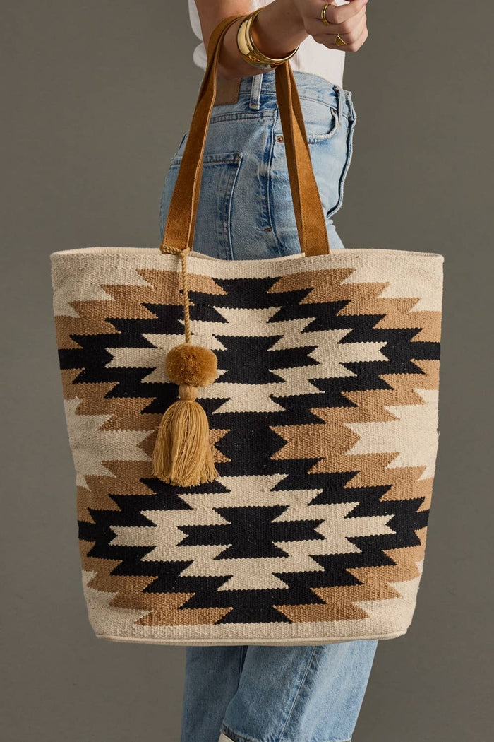 Cream, Black & Tan Western Tote