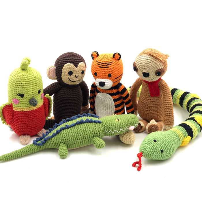 Crocodile Rattle – Handmade Organic Cotton Jungle Baby Toy - Premium Baby Toys & Activity Equipment from Pebble - Just $28.95! Shop now at Pat's Monograms