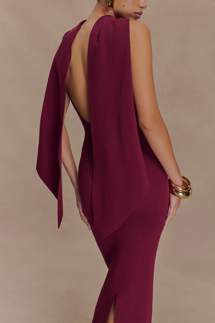 Darby Knit Scarf Maxi Dress - Merlot