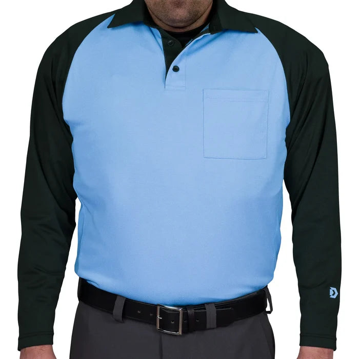 Davis MX3 Powder Blue/Black LS Raglan Sleeve Umpire Shirt