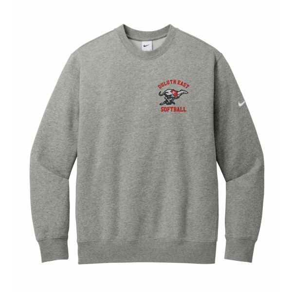 DE Softball - Nike Club Fleece Sleeve Swoosh Crew NKFD9863 with embroidered left chest logo