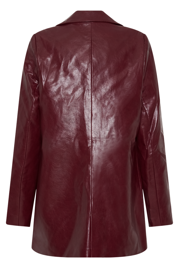 Deborah Faux Leather Coat - Cherry Red