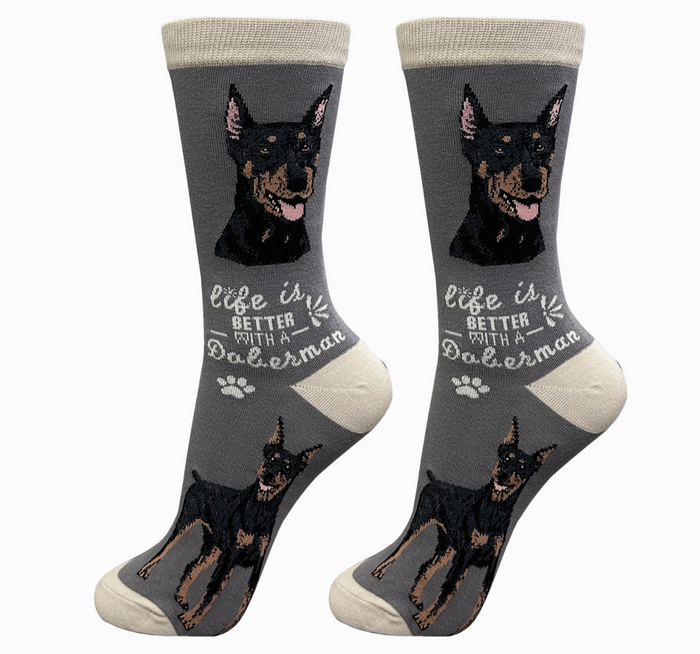 Doberman - Life is Better Socks - Premium Socks from Sock Daddy - Just $10.95! Shop now at Pat's Monograms