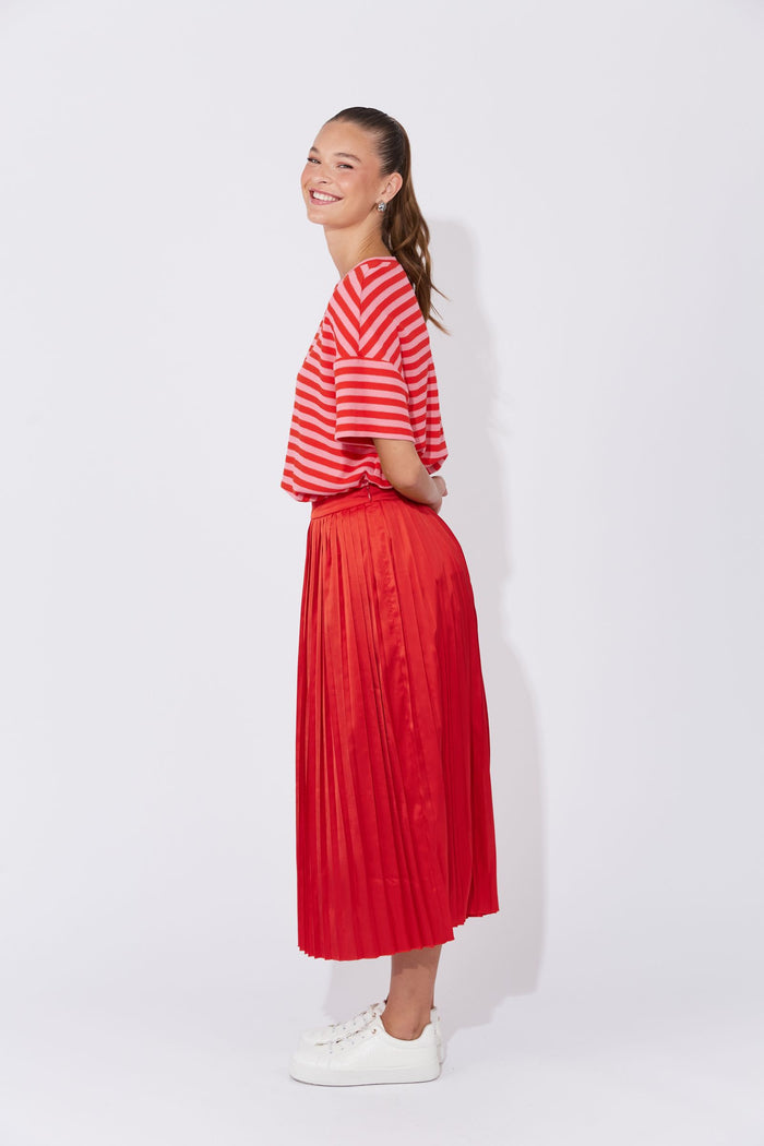 Doha Pleated Skirt (Chilli)