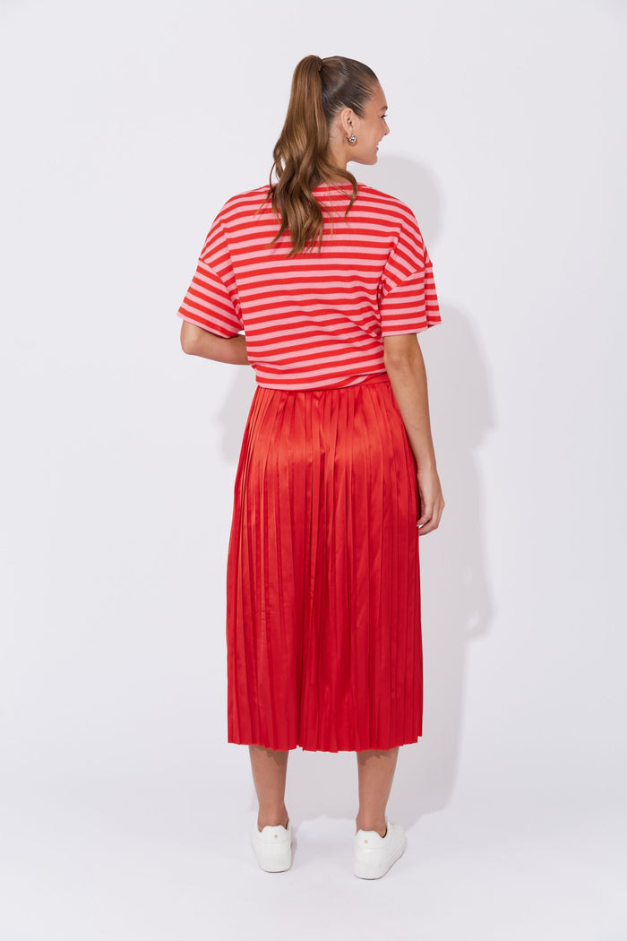 Doha Pleated Skirt (Chilli)