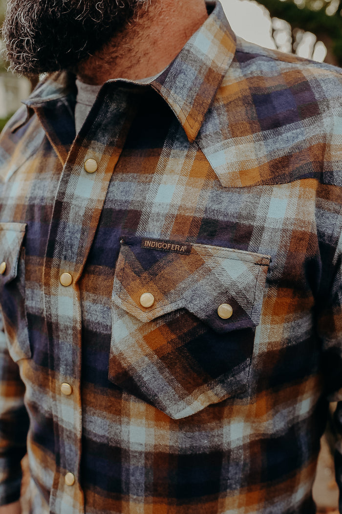 Dollard Shirt, Herringbone Check, Brown / Beige / Blue