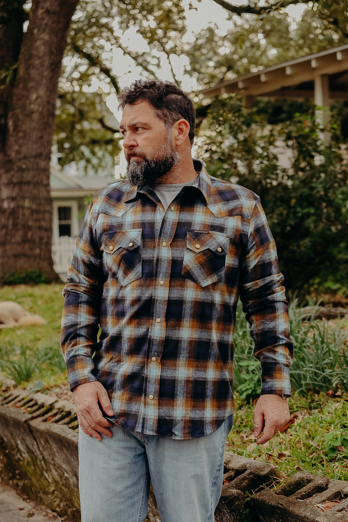 Dollard Shirt, Herringbone Check, Brown / Beige / Blue