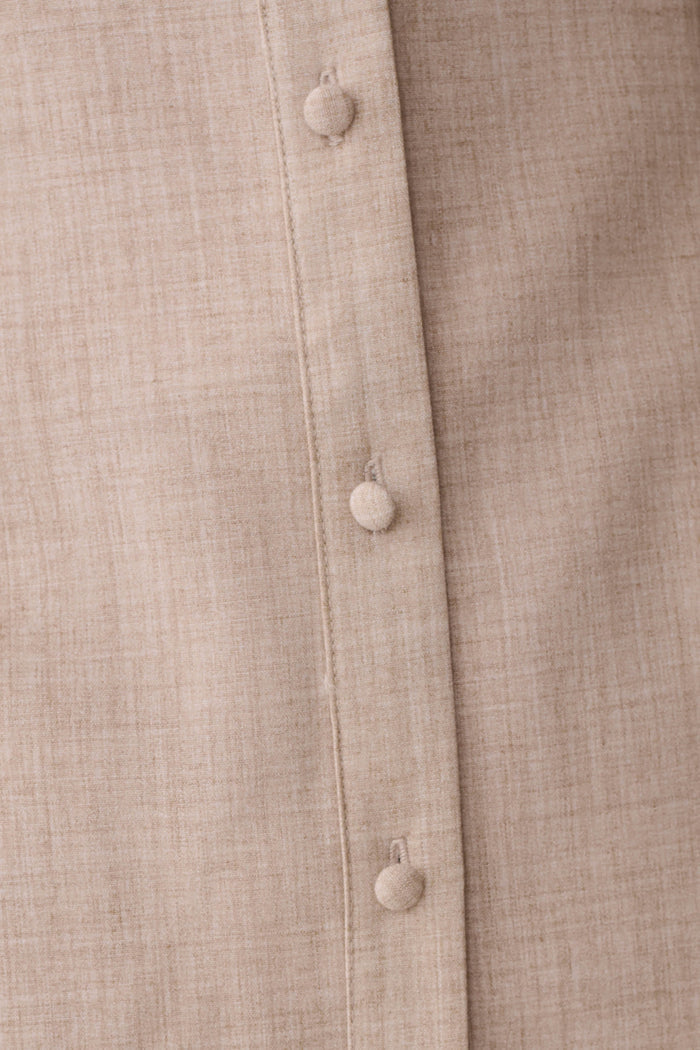 Dorian Fitted Shirt Midi Dress - Wheat Marle