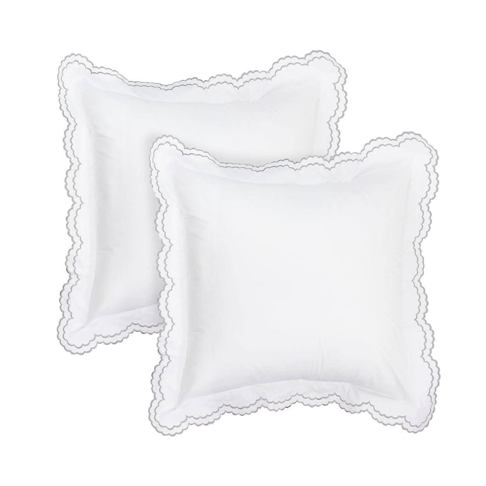 Double Scallop Embroidered Percale Euro Sham Pair - Premium Home Textiles from Mélange Home - Just $48.95! Shop now at Pat's Monograms