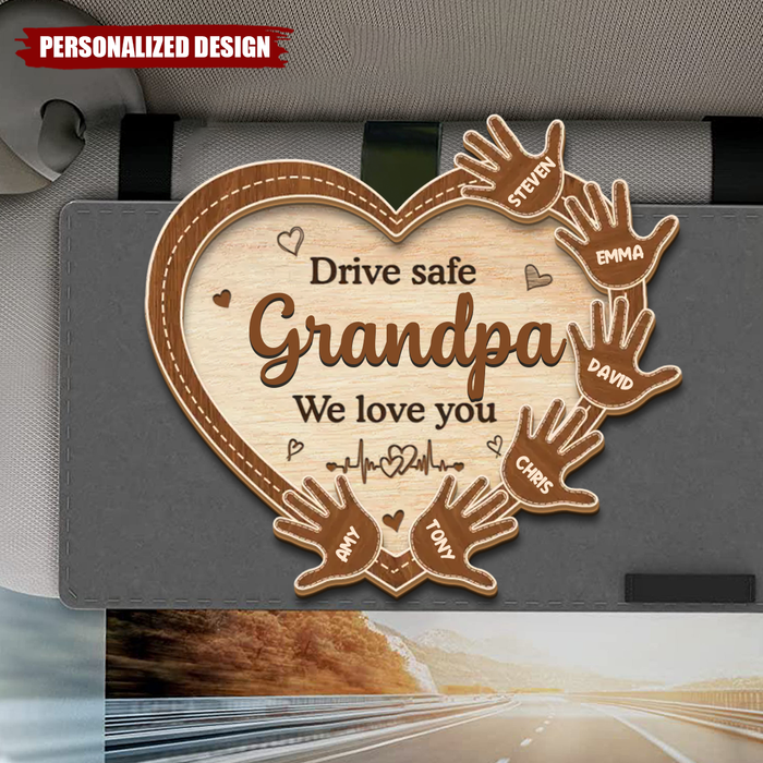Drive With Love And Care - Family Personalized Custom Car Visor Clip