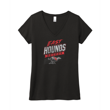 Duluth East Boys Soccer - Women's District® Perfect Tri® V-Neck Tee DM1350L with full front vintage logo