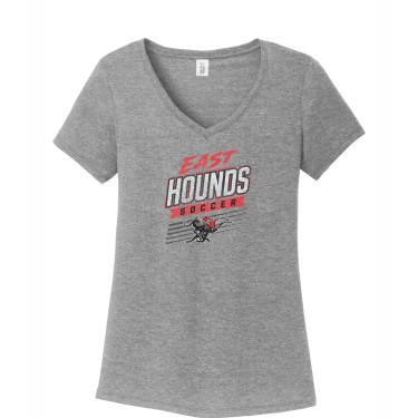 Duluth East Boys Soccer - Women's District® Perfect Tri® V-Neck Tee DM1350L with full front vintage logo