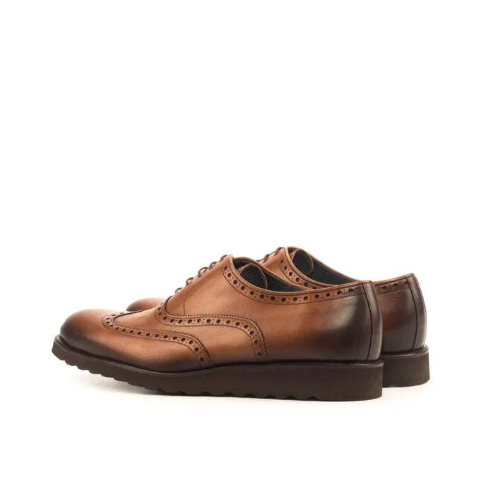 Brown leather Dyami full brogue shoes, luxury bespoke dress shoes for men