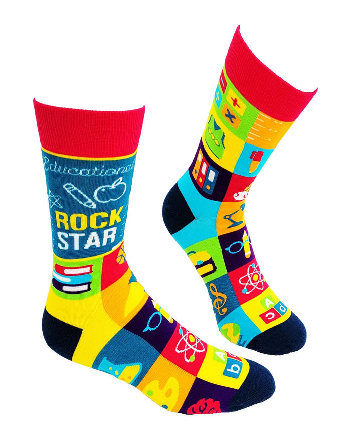 Educational Rock Star Men's Novelty Crew Socks - Premium Socks from Fabdaz - Just $11.95! Shop now at Pat's Monograms