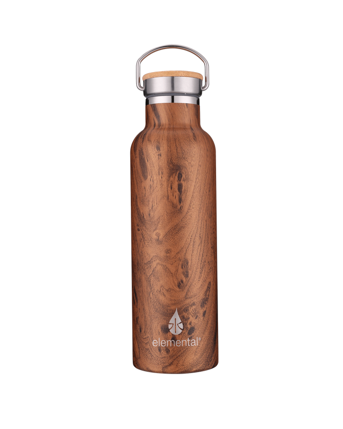 Teak Wood Custom Elemental Bottle - 25oz - Corporate Gifts