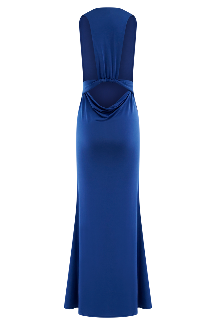 Elke Slinky V Neck Maxi Dress - Cobalt