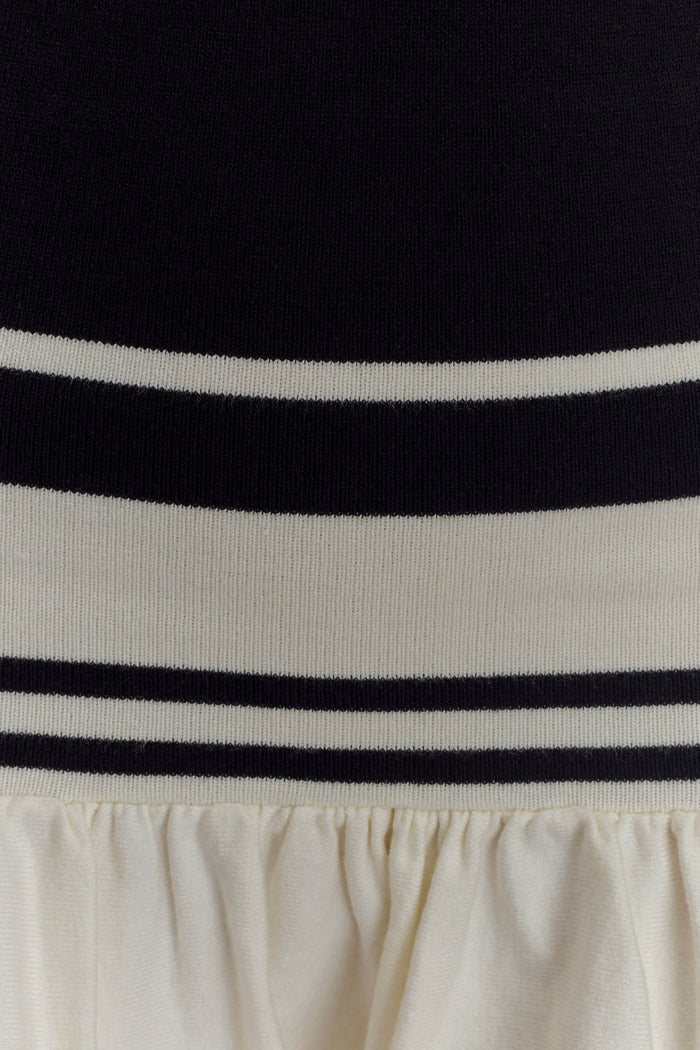 Ellison Contrast Knit Mini Dress - Black/White