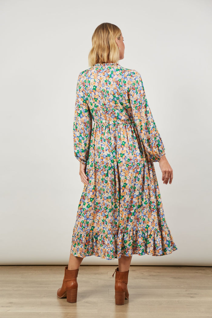 Isle of Mine Euphoria Tie Maxi | Floral Maxi Dress with Frilled Hem and Ruffle V Neckline | Women's Fashion Boutique Roma QLD