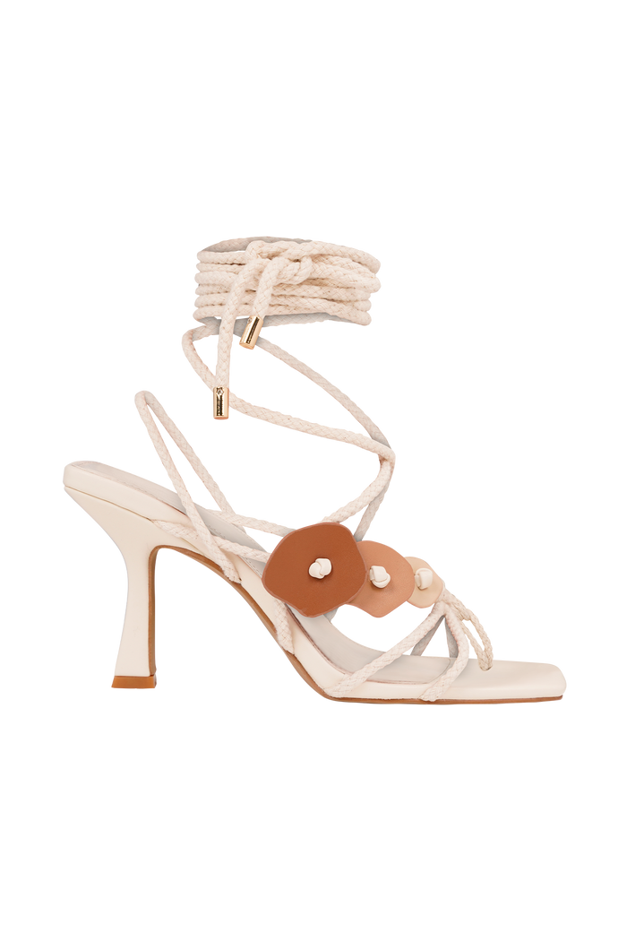 Ezekiel Strappy Sandal Heel - Ivory
