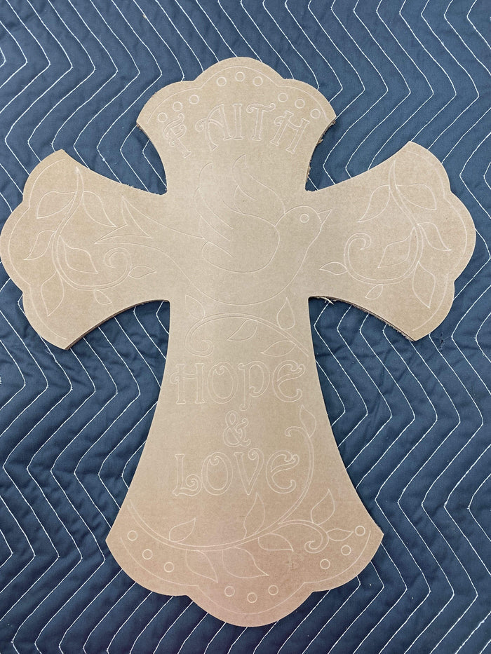 Blank Cross yard sign etched for painting