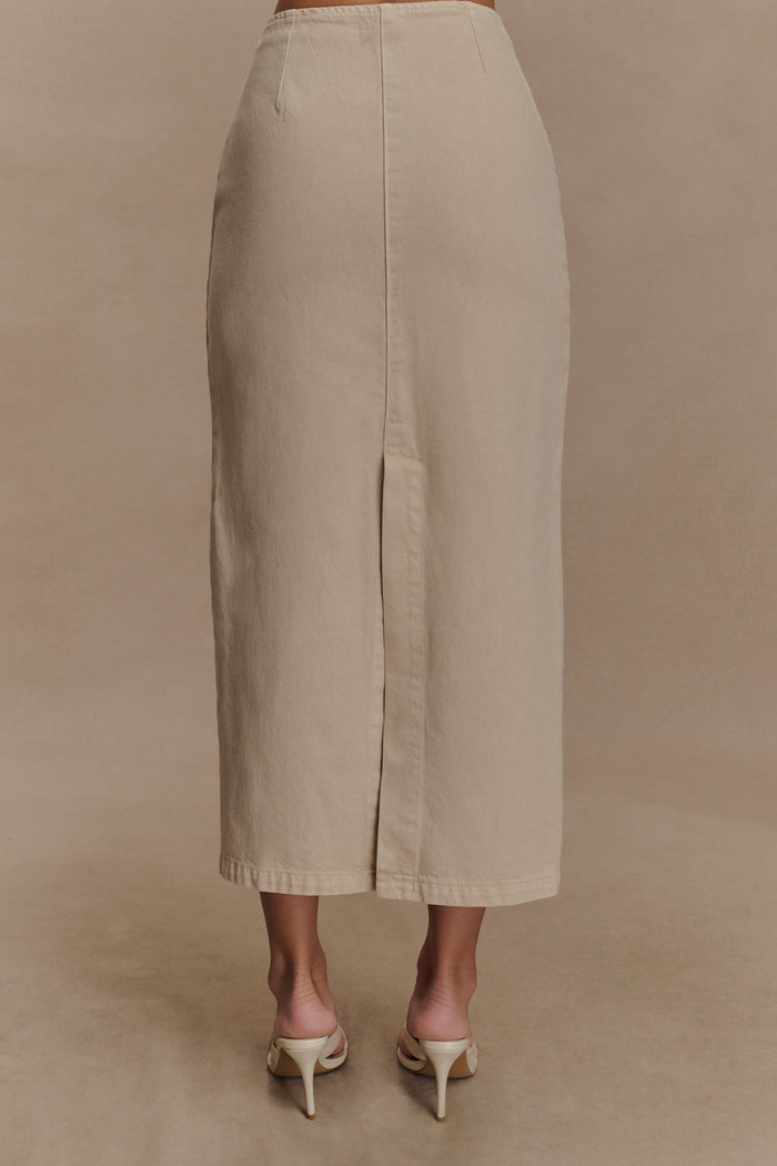 Fallon Denim Midi Skirt - Stone Wash