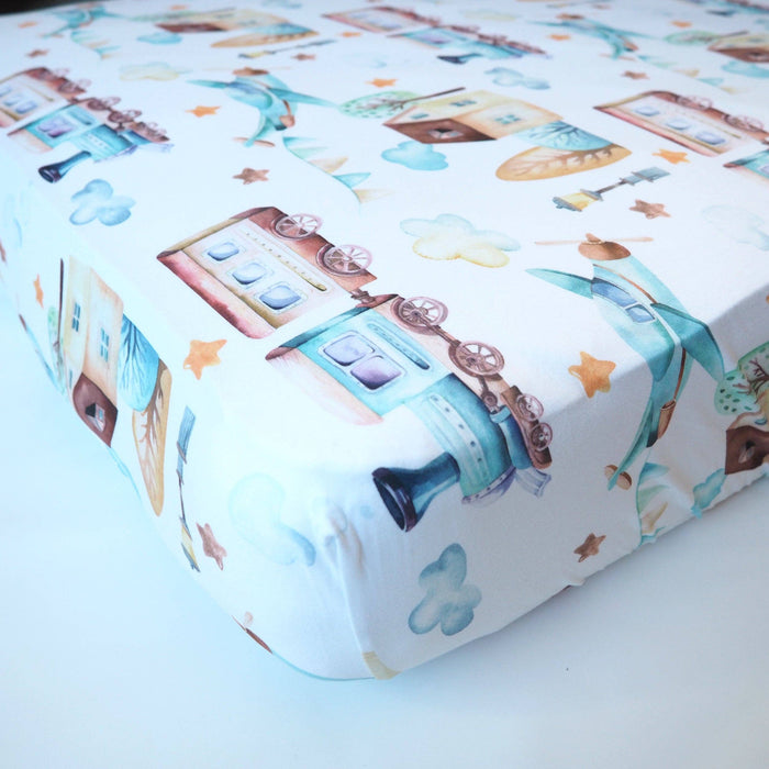 Fitted Crib Sheet - Airplane & Train - Premium Just for baby from Honey Lemonade - Just $29.95! Shop now at Pat's Monograms