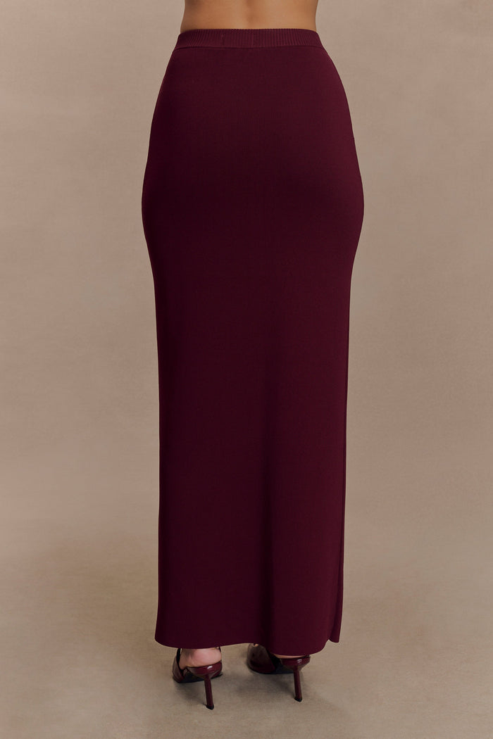 Francisca Mid Rise Knit Maxi Skirt - Merlot