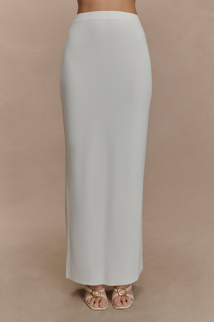 Francisca Mid Rise Knit Maxi Skirt - White