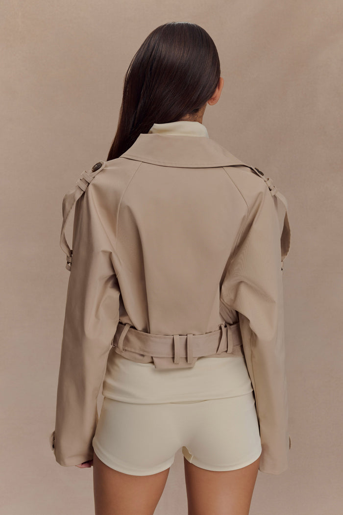 Frank Cropped Collared Jacket - Camel