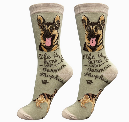 German Shepherd - Life is Better Socks - Premium Socks from Sock Daddy - Just $10.95! Shop now at Pat's Monograms