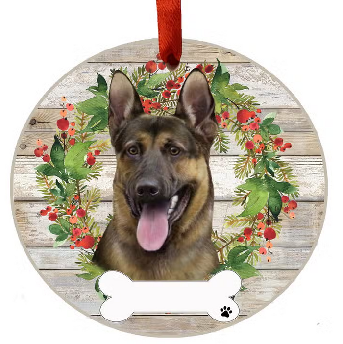 German Shepherd Ceramic Wreath Ornament - Premium Christmas Ornament from E&S Pets - Just $9.95! Shop now at Pat's Monograms