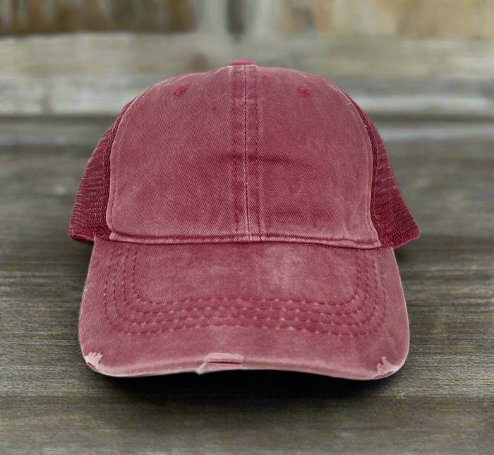 GIRLS Distressed Mesh Back Caps - Premium baseball cap from GRACE+EMMA by Southern Grace - Just $8.95! Shop now at Pat's Monograms
