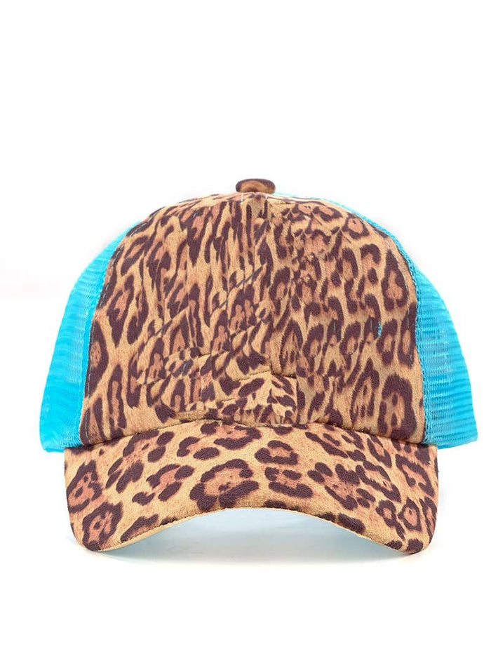 GIRLS Leopard & Turquoise Mesh Hat - Premium baseball cap from GRACE+EMMA by Southern Grace - Just $8.95! Shop now at Pat's Monograms