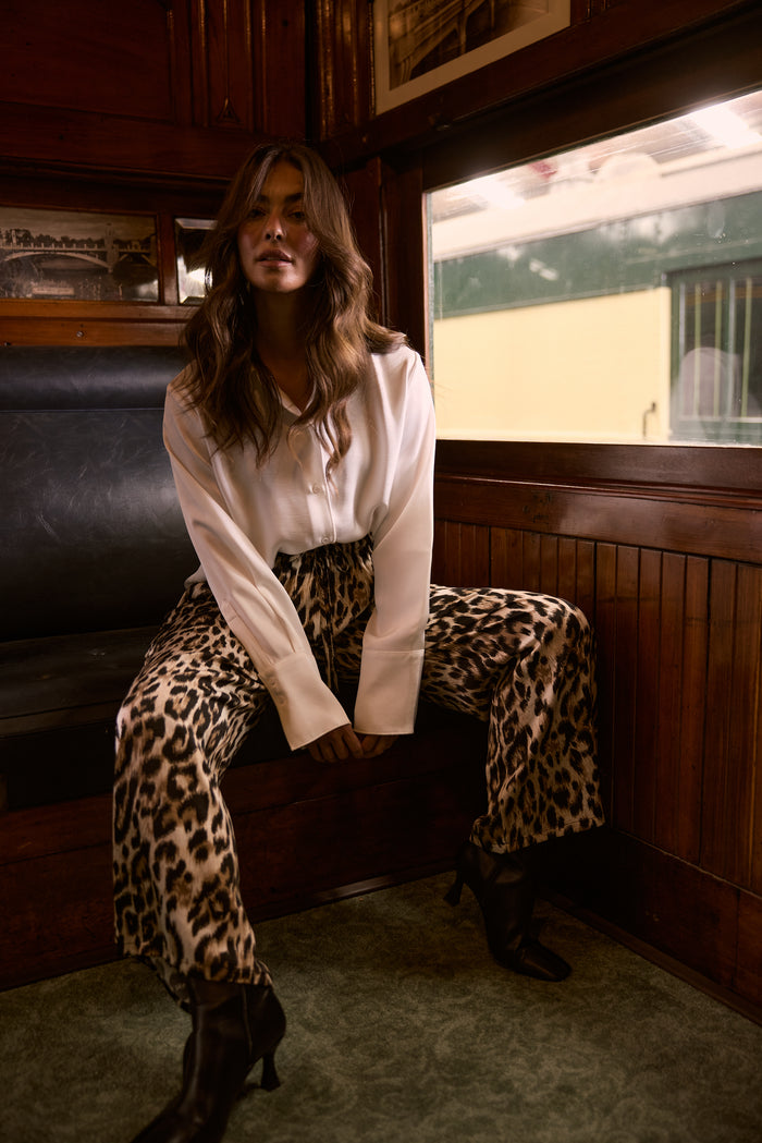 Brave + True Glenda Satin Pant in Leopard Print | Women's Clothing | Gretel Lane