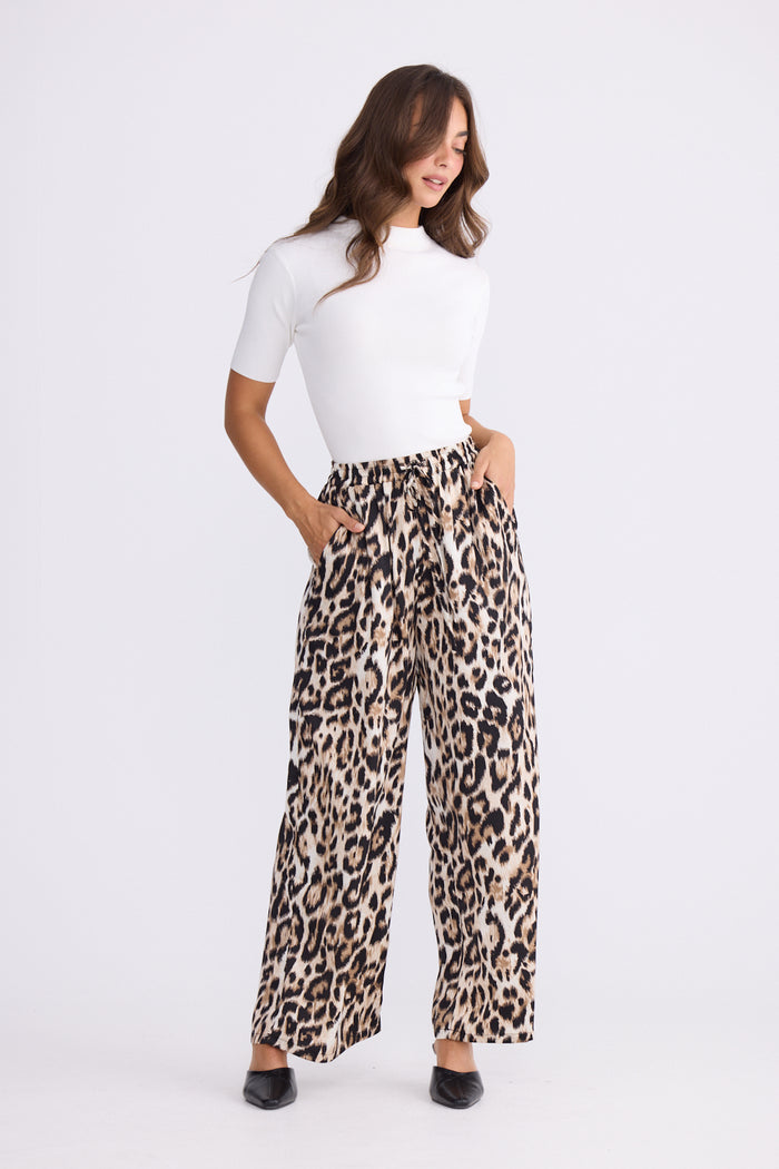 Brave + True Glenda Satin Pant in Leopard Print | Women's Clothing | Gretel Lane
