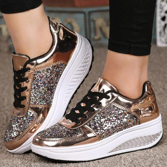 Glitter Platform Sneakers for Women – Stylish & Comfortable Casual Footwear