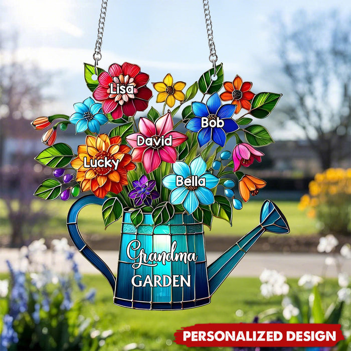 Grandma's Garden Personalized Acrylic Window Hanging, Gift For Mom/Grandma