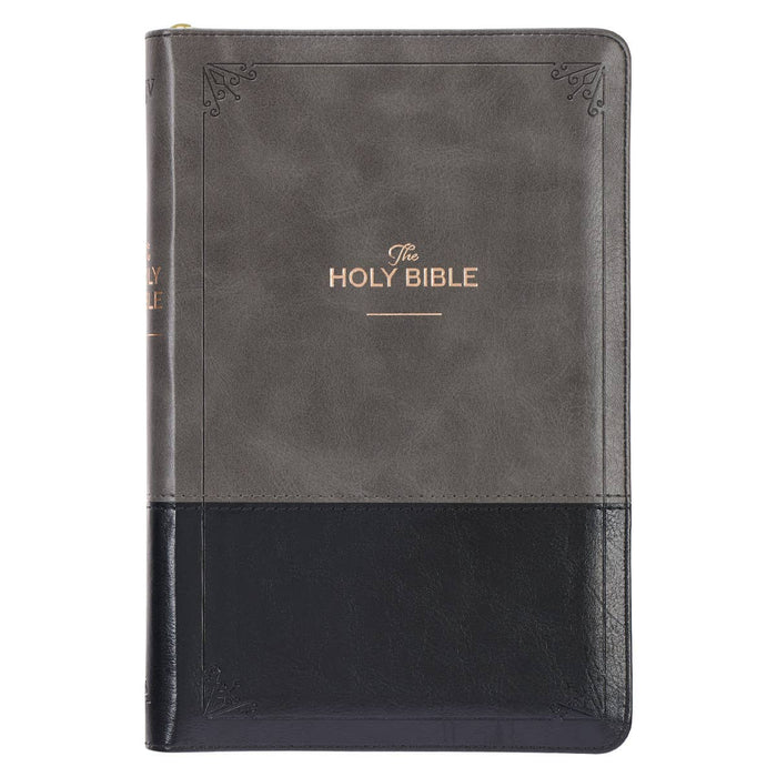 Gray and Black Faux Leather KJV Deluxe Gift Bible - Premium Books and Devotionals from Christian Art Gifts - Just $29.99! Shop now at Pat's Monograms