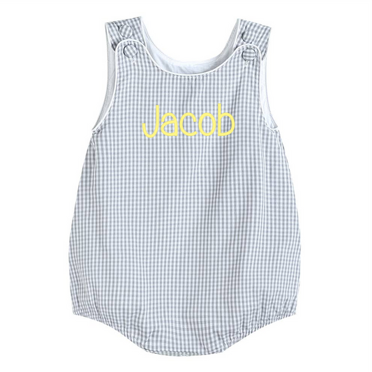 Gray Gingham Bubble Romper - Premium Baby & Toddler Outfits from Lil Cactus - Just $29.95! Shop now at Pat's Monograms
