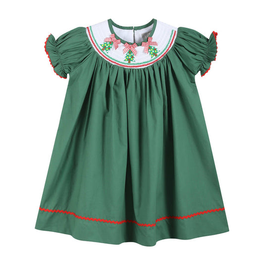 Green Christmas Tree Smocked Bishop Dress - Premium Baby & Toddler Dresses from Lil Cactus - Just $38.95! Shop now at Pat's Monograms