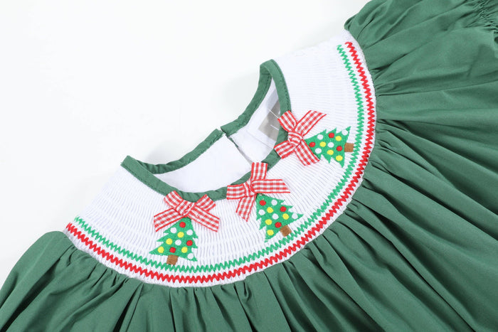 Green Christmas Tree Smocked Bishop Dress - Premium Baby & Toddler Dresses from Lil Cactus - Just $38.95! Shop now at Pat's Monograms
