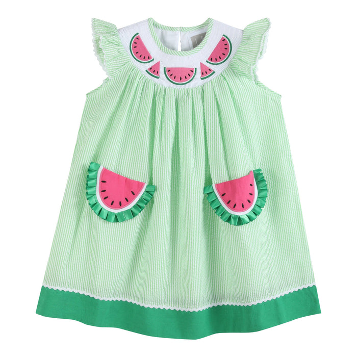 Green Seersucker Watermelon Smocked Bishop Dress - Premium Baby & Toddler Dresses from Lil Cactus - Just $38.95! Shop now at Pat's Monograms
