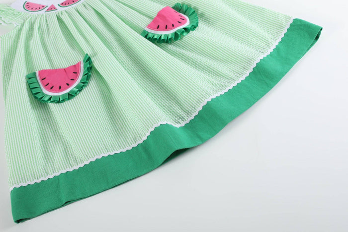Green Seersucker Watermelon Smocked Bishop Dress - Premium Baby & Toddler Dresses from Lil Cactus - Just $38.95! Shop now at Pat's Monograms