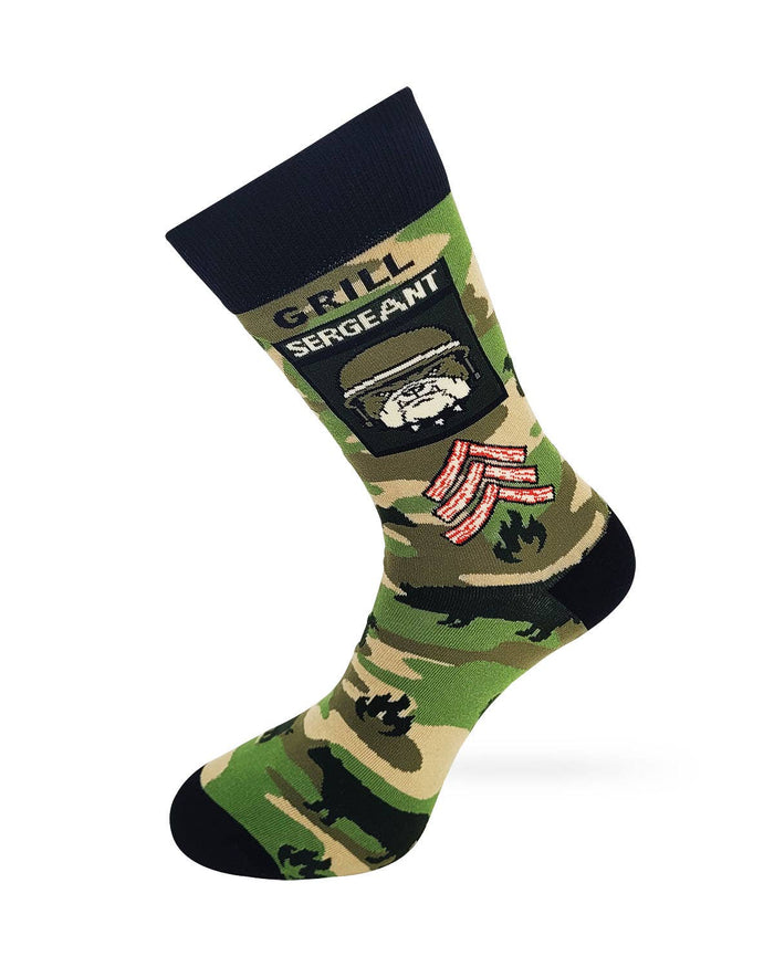 Grill Sergeant Cookout Grilling BBQ Men's Novelty Crew Socks
